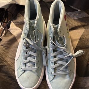 Puma Light Blue Floral High-Top Sneakers
